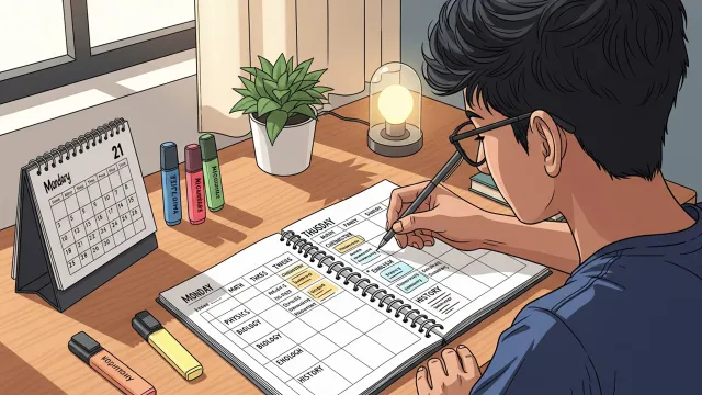 10th Board Exam – How to Make an Easy and Practical Study Timetable Class 10 student creating a simple and effective study timetable for board exams