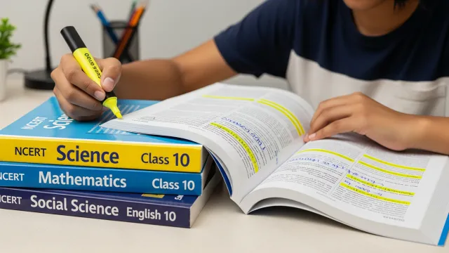 10th Board Exam – Benefits of Reading NCERT Books 2-3 Times Class 10 student studying from NCERT textbooks for board exam preparation