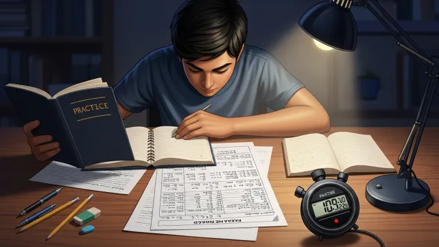 10th Board Exam – Solve Previous Year Papers for Better Results Student solving previous year question papers for Class 10 board exams