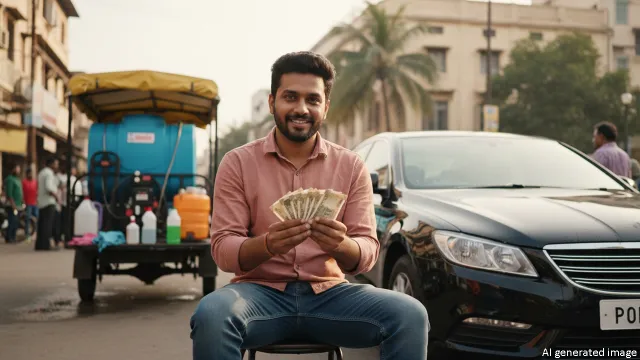 कार वॉश बिजनेस से कमाई करते हुए व्यक्ति