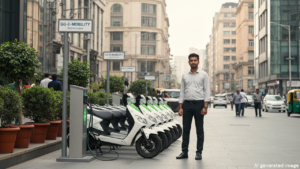 ई-बाइक रेंटल बिजनेस शुरू करता हुआ युवा उद्यमी